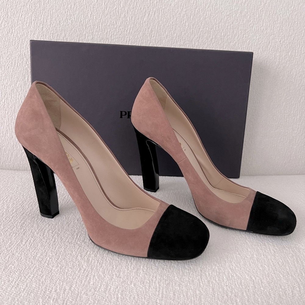 Prada High Heel Two Tones Suede Pumps